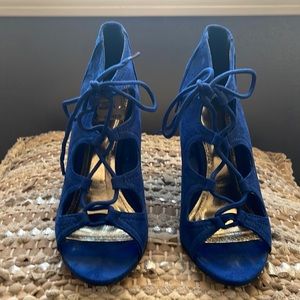 Madden Girl lace up wedge royal blue sandals!